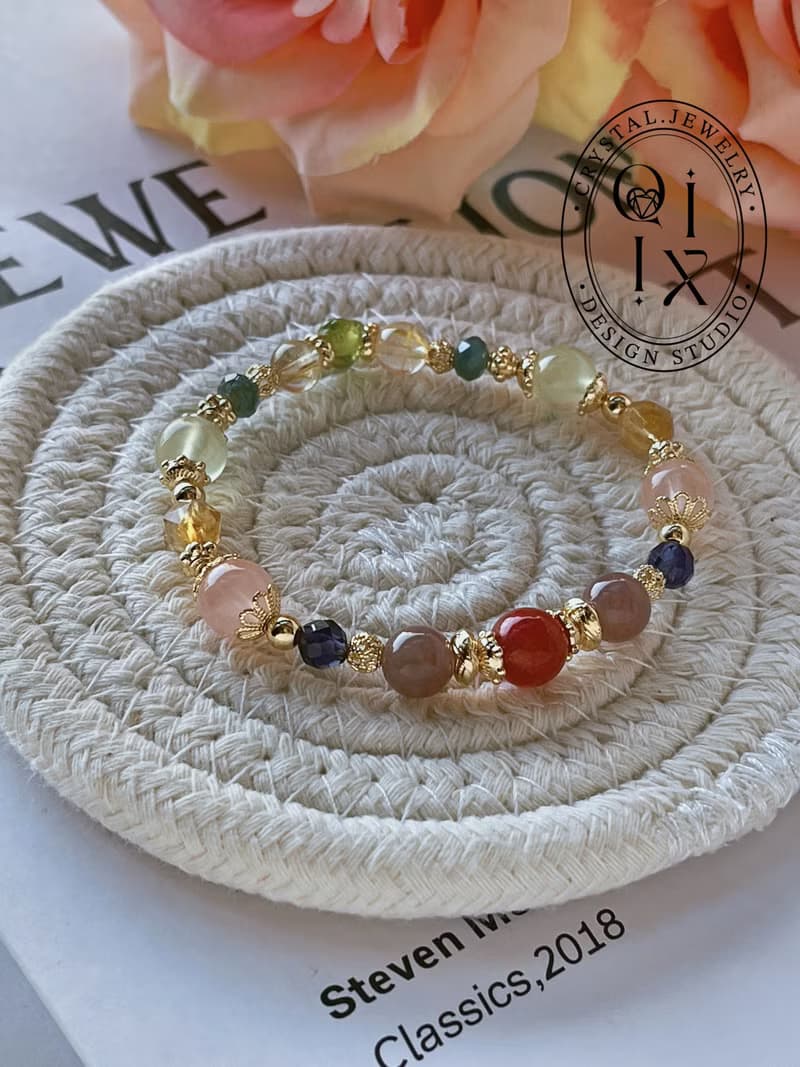 途經玫瑰丨粉晶+薔薇輝+橄欖石 //提升自信// 天然水晶手鍊