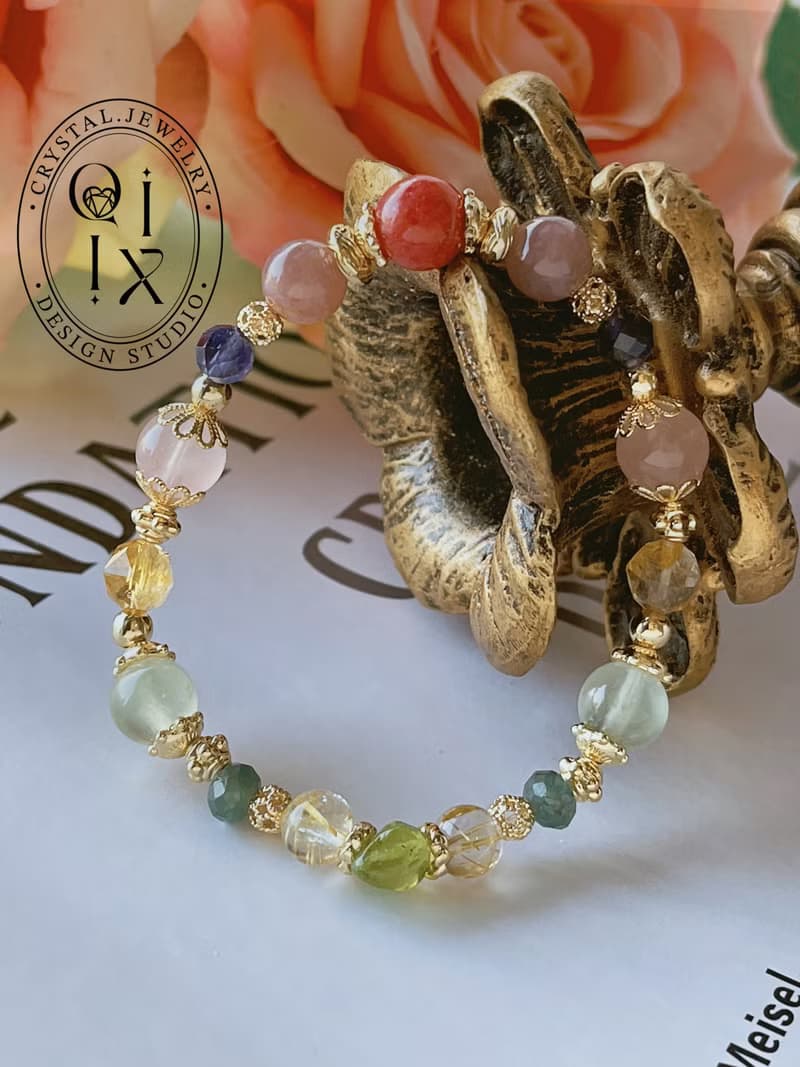 途經玫瑰丨粉晶+薔薇輝+橄欖石 //提升自信// 天然水晶手鍊