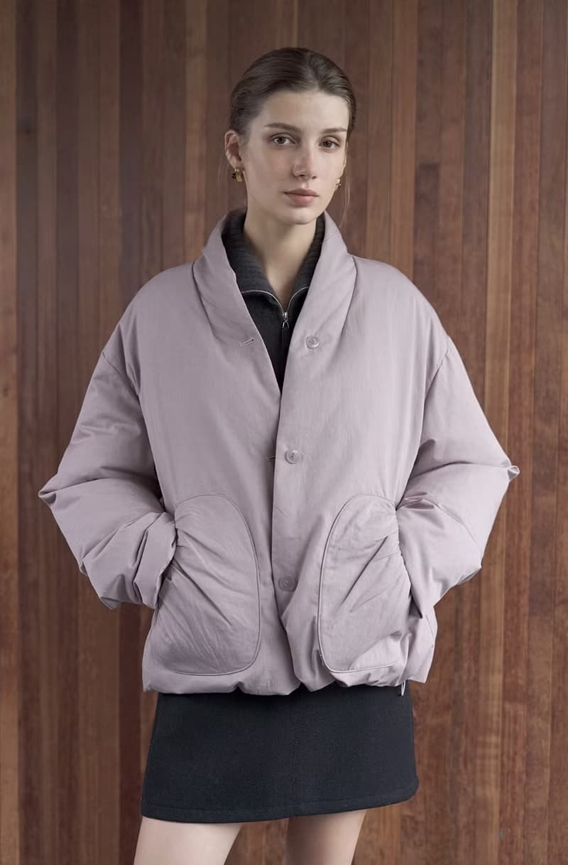 法式極簡 霜感萊賽爾棉立領羽絨服外套