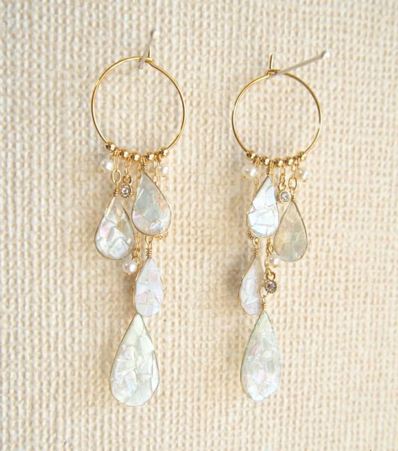 trickle 雫と淡水パールのフープピアス/イヤリング