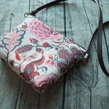 手工縫製托特側肩包帆布手袋 化妝包 懷舊台灣牡丹圖案