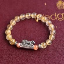 鈦晶+太陽石+咬錢虎純銀手鍊