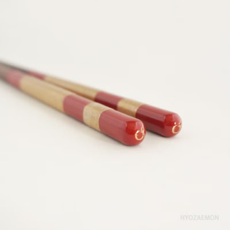 兵左衛門　箸ギフトセット　招き猫　先角桜草　赤・中　21.5cm