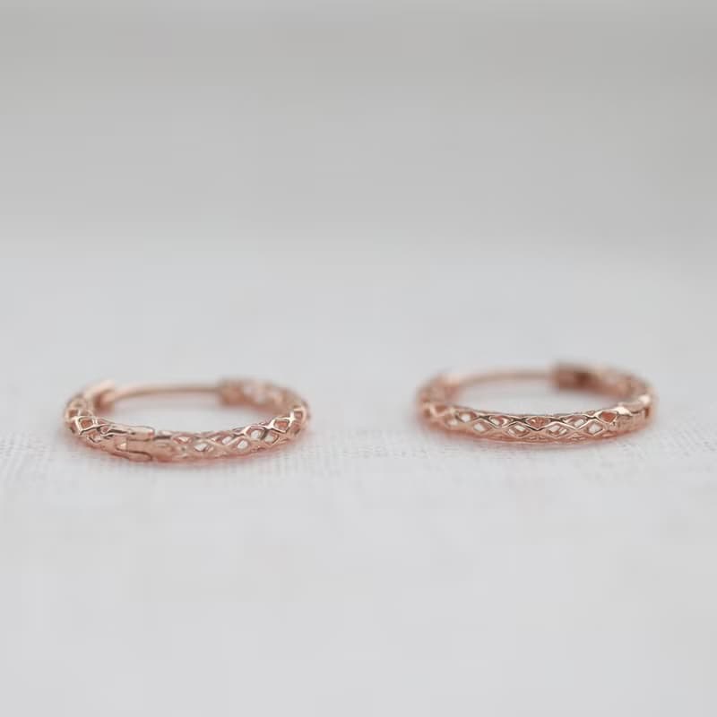 14K Empty Design Earring 簍空網格耳扣耳環