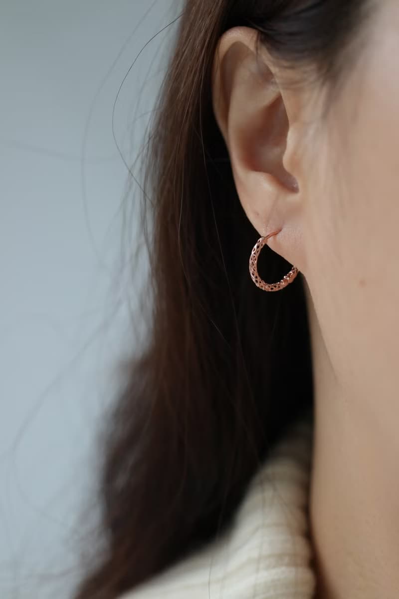 14K Empty Design Earring 簍空網格耳扣耳環