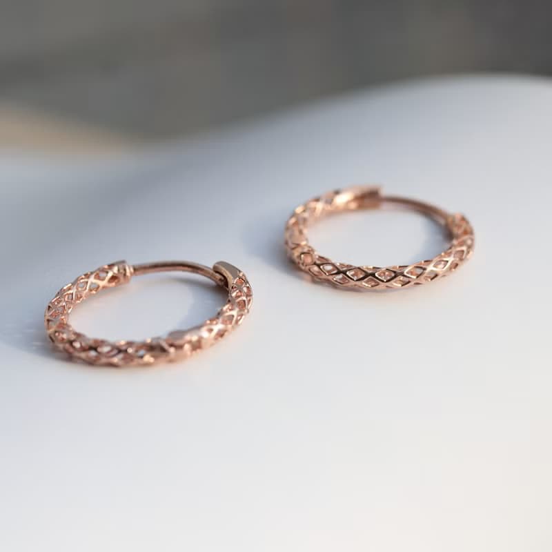 14K Empty Design Earring 簍空網格耳扣耳環