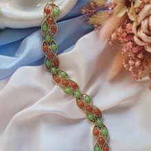 美國西洋古董飾品/SARAH COV人造玉珊瑚手鍊/復古珠寶首飾