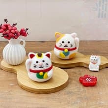 招喚幸運-大人氣羊毛氈吉祥物材料套組-財源滾滾招財貓