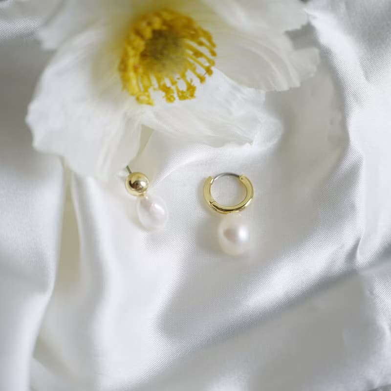 不對稱設計淡水珍珠耳環
