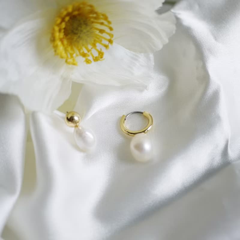 不對稱設計淡水珍珠耳環