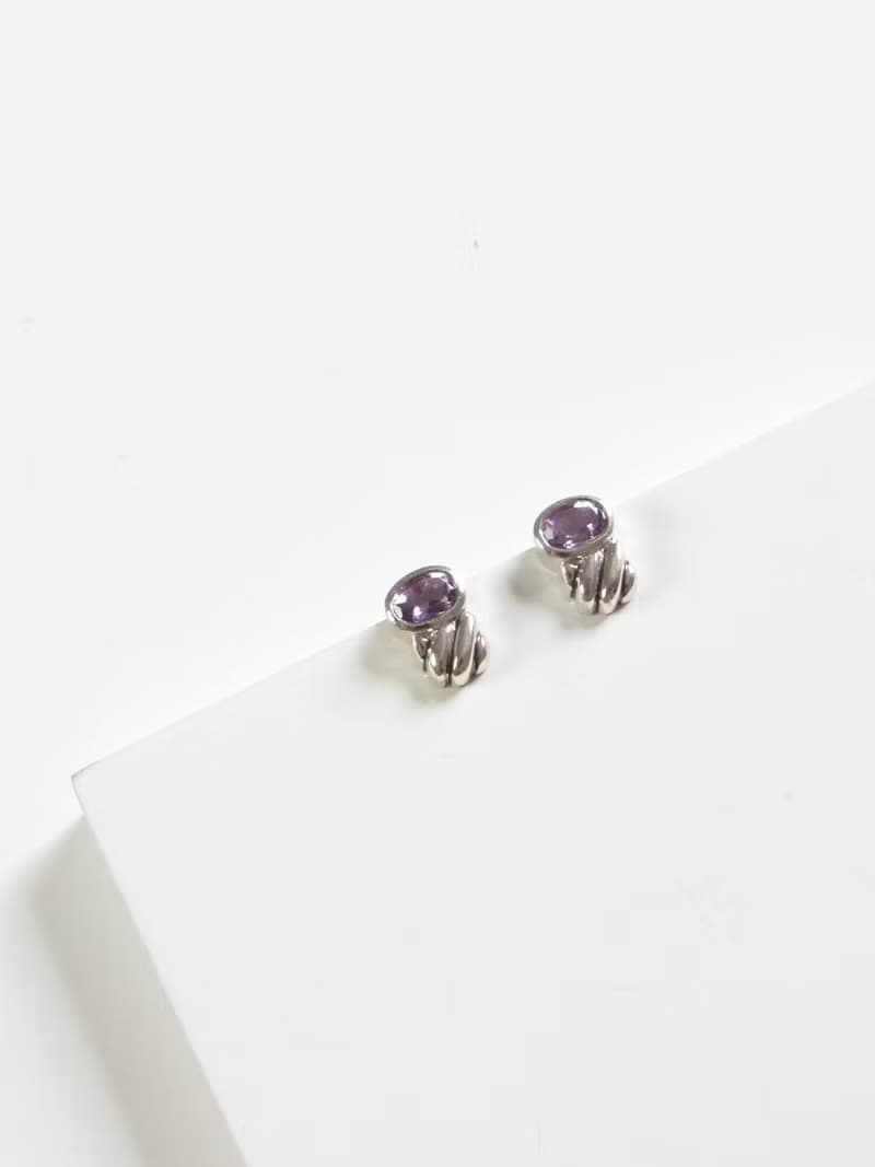 Vintage Amethyst Silver Earrings