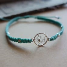 捕夢網Dreamcatche 925純銀蠶絲蠟線 編織手鍊  silver