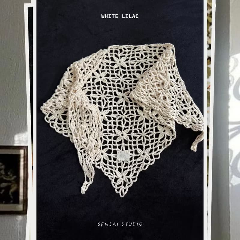White Lilac Crochet Bandana