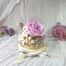 粉嫩系玫瑰永生花LED燈玻璃罩 畢業季
