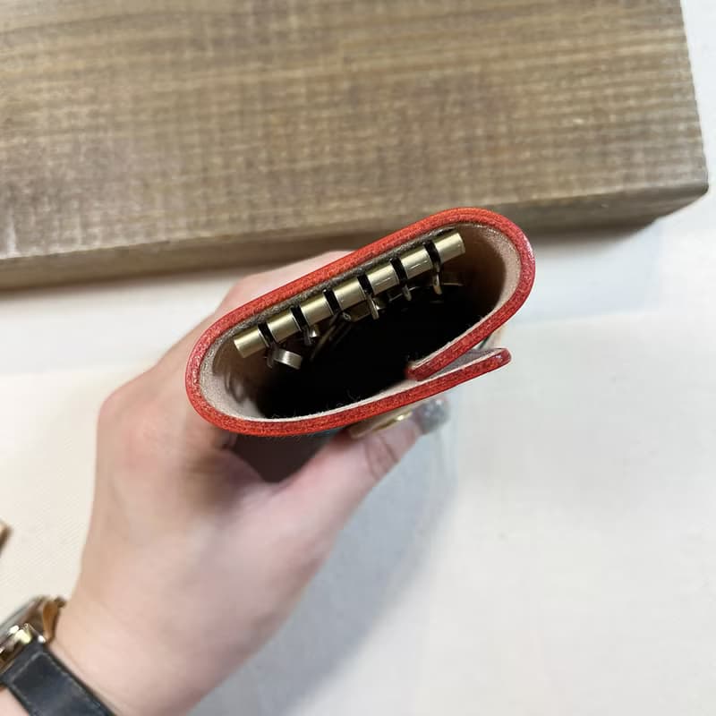 植鞣革牛皮_平口扣條鑰匙套_茄芷傳統三色