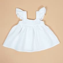 Natural linen ruffle top for baby girl, summer baby linen top,linen baby clothes