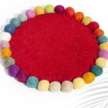 露營道具 野餐墊 羊毛氈 彩虹 隔熱墊 羊毛氈鍋墊-番茄草莓水果茶