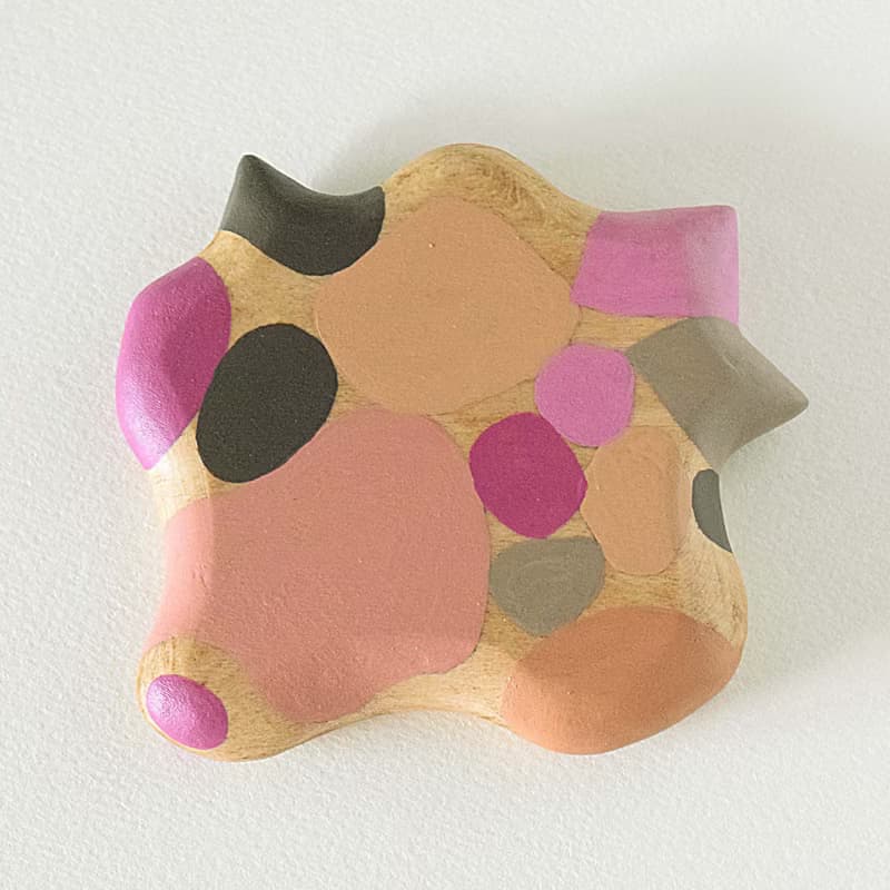 Abstract Hand Painted Wood Pocket Mirror (pink and gray) grow