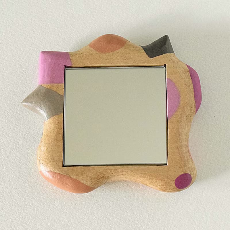 Abstract Hand Painted Wood Pocket Mirror (pink and gray) grow