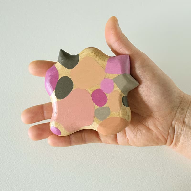 Abstract Hand Painted Wood Pocket Mirror (pink and gray) grow