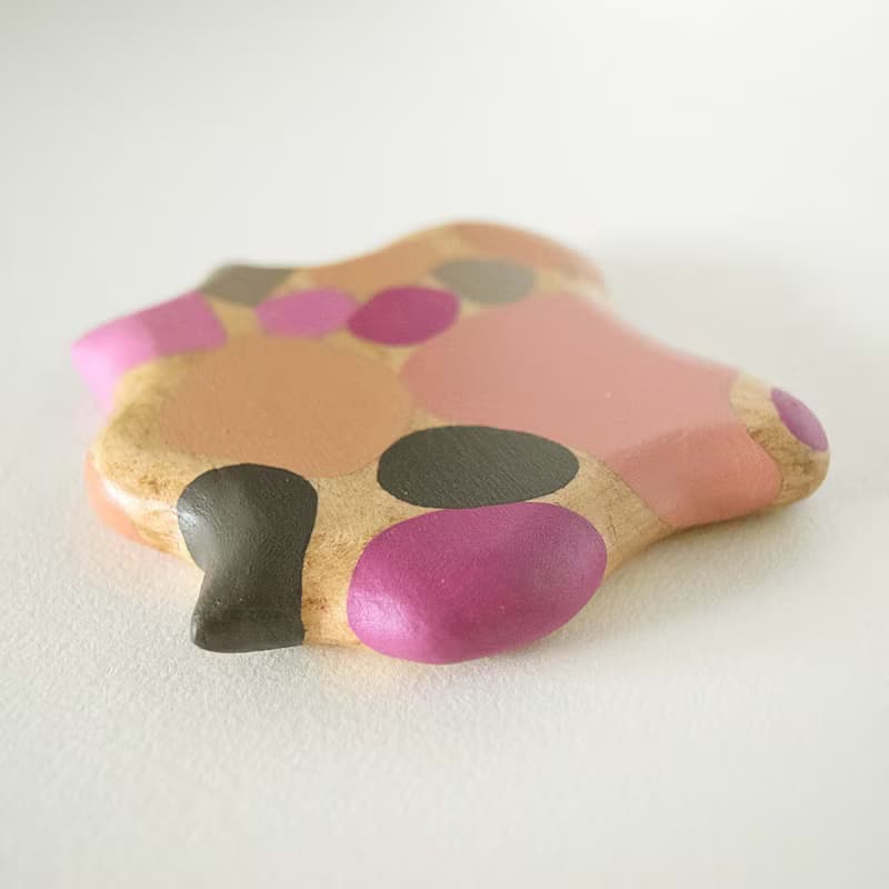 Abstract Hand Painted Wood Pocket Mirror (pink and gray) grow