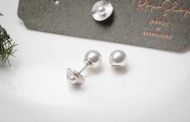 ROPEshop之【珠緞光】耳飾925純銀耳針款。白銀。
