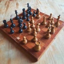 Wooden Soviet chess set February 7,1957 made — 1950s vintage chess set USSR