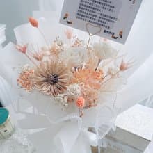 粉橘永生玫瑰乾燥花束