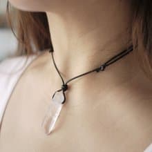 天然礦石白水晶原石頸鍊項鍊 礦石項鍊 女生頸繩 歐美風 choker