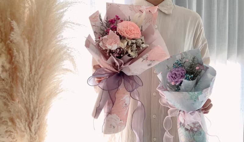 莫內花園油畫風 康乃馨永生花束 乾燥花永生花束 母親節禮物