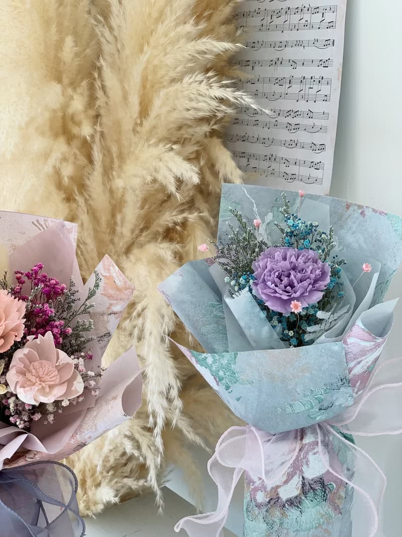 莫內花園油畫風 康乃馨永生花束 乾燥花永生花束 母親節禮物