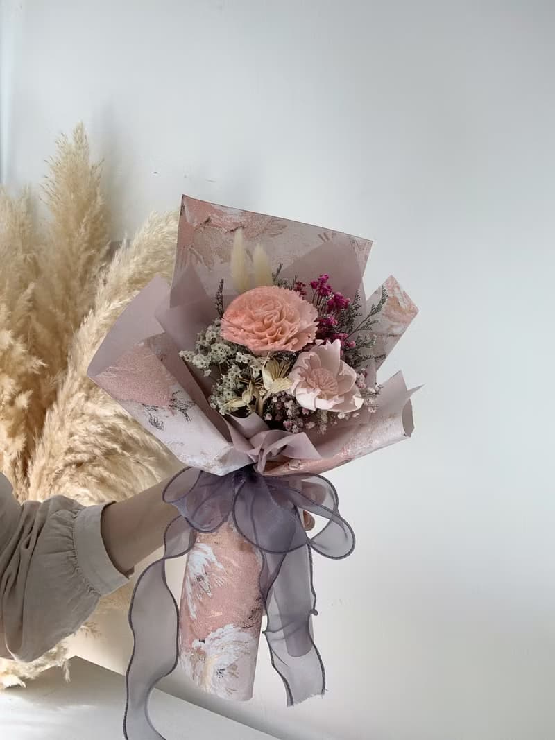 莫內花園油畫風 康乃馨永生花束 乾燥花永生花束 母親節禮物