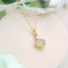 貴人•招財•健康 |18k真金真鑽桂花|緬甸A貨翡翠冰馬卡龍綠吊墜