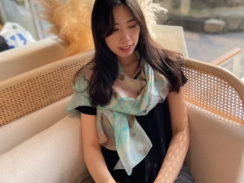 花葉移印染長絲巾 - 莫蘭迪之舞