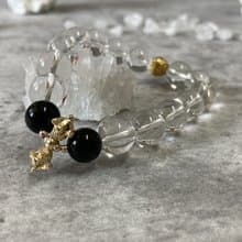 【淨魔 。男性手鍊】天然白水晶、黑曜石|文玩手串|避邪