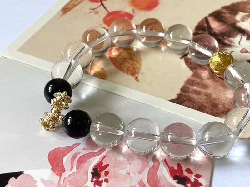 【淨魔 。男性手鍊】天然白水晶、黑曜石|文玩手串|避邪