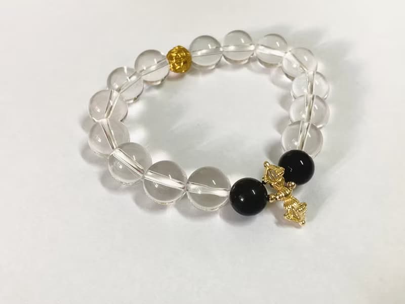 【淨魔 。男性手鍊】天然白水晶、黑曜石|文玩手串|避邪