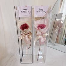 母親節花束ー單支永生康乃馨花束(含透明提盒) | 永生花/乾燥花