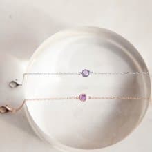 紫水晶小圓片純銀手鍊 | 二月誕生石。兩色可選。生日禮物。好搭