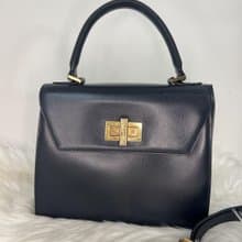 特選貨品Celine黑色金旋轉扣小凱莉皮革單肩側背斜孭包手提袋