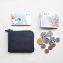 L型皮革拉鍊錢包 / 多用途拉鍊錢包-經典黑