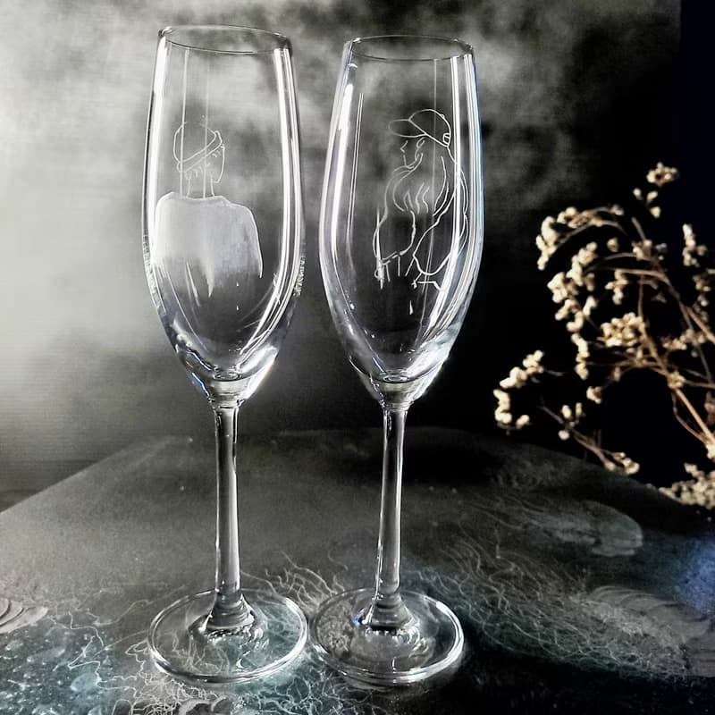 【愛你一萬年對杯】客定手雕 In love 氣泡酒對杯 免費刻字