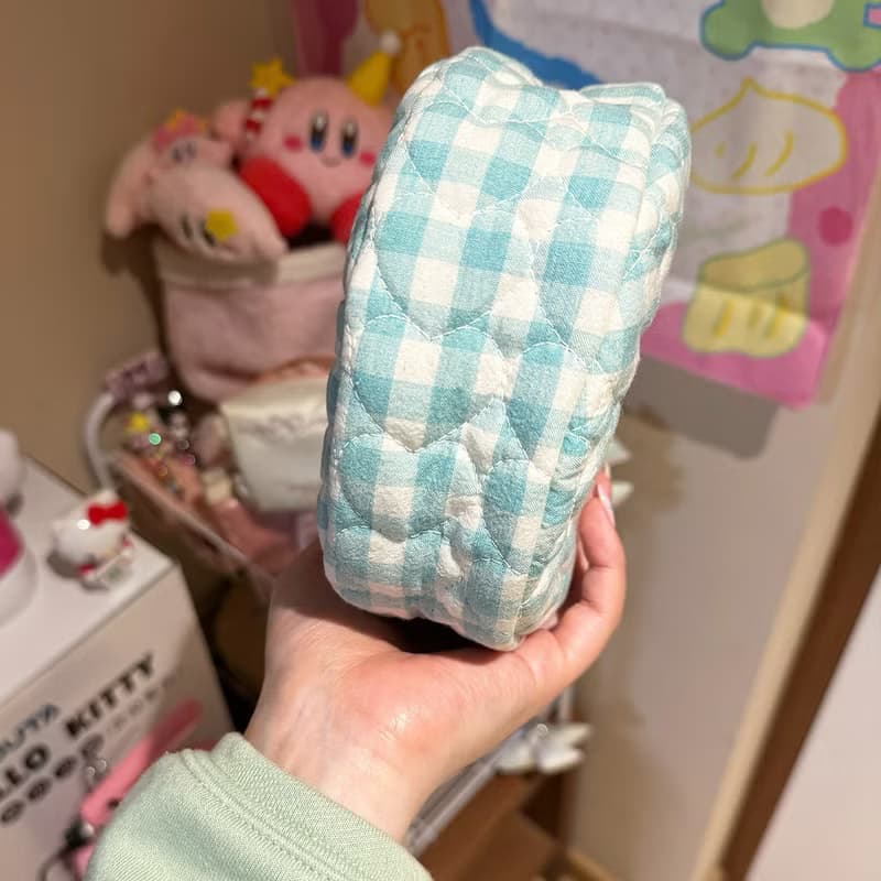Sweetstore Supply原創藍綠格可愛簡約清新收納圓餅包