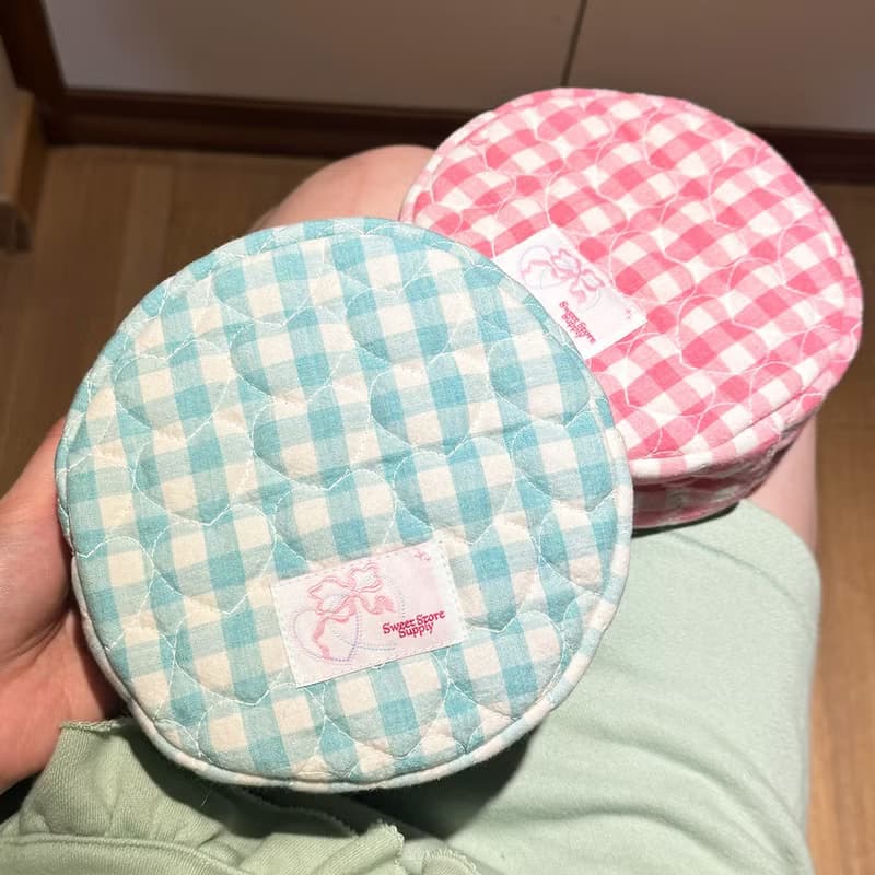 Sweetstore Supply原創藍綠格可愛簡約清新收納圓餅包