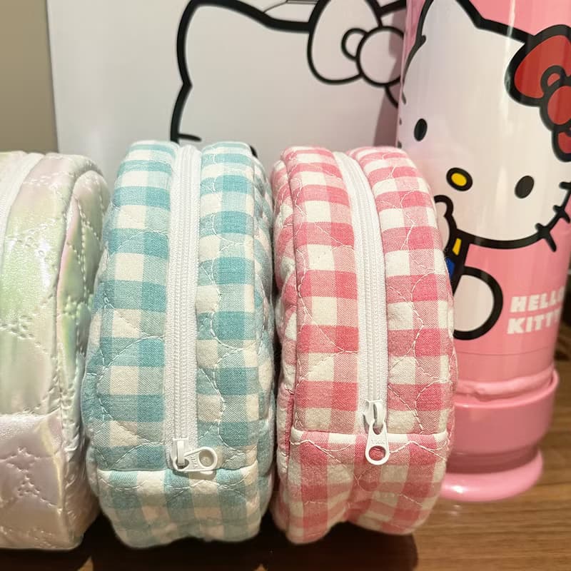 Sweetstore Supply原創藍綠格可愛簡約清新收納圓餅包