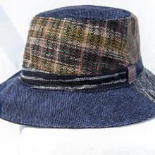 手工編織棉麻帽 編織帽 漁夫帽 遮陽帽 手編草帽 登山帽-藍色海洋