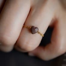 小小愛心 戒指 / 巧克力 / 軟陶 / 不鏽鋼 / 無尺寸