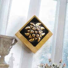 【西洋古董飾品】 黑底金色調 精巧 雪絨花 圍巾夾 絲巾扣 絲巾夾