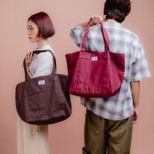 Walking Stitch : Haru Shopping Bag : กระเป๋าช้อปปิ้ง (Maroon, Dark Brown)