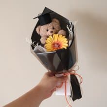 三色畢業熊索拉太陽花花束 畢業花束 畢業禮物